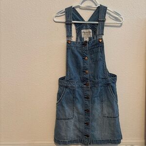 American Rag Cie Shortalls Blue Denim Dress Jumper Juniors Size 9 distressed